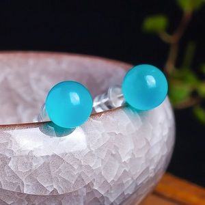 LAST ONE! TIFFANY BLUE AMAZONITE STUD EARRINGS